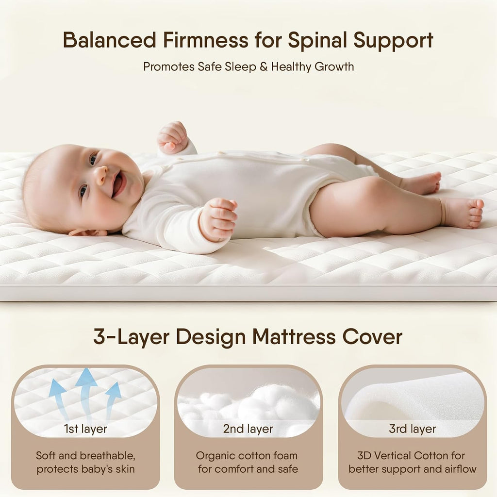 Bassinet Bedside Sleeper, All-Mesh, 5 Heights, Locking Wheels(Beige) | Washable mattress, oversized locking wheels
