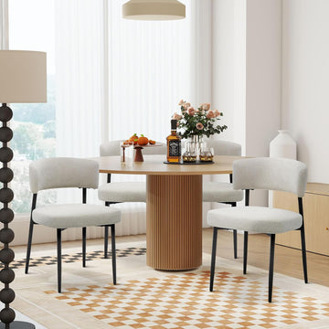 Dining Chairs Set of 4, Mid Century Modern Chair Round Upholstered Curved Backrest, Kitchen Vanity Living Room Chairs