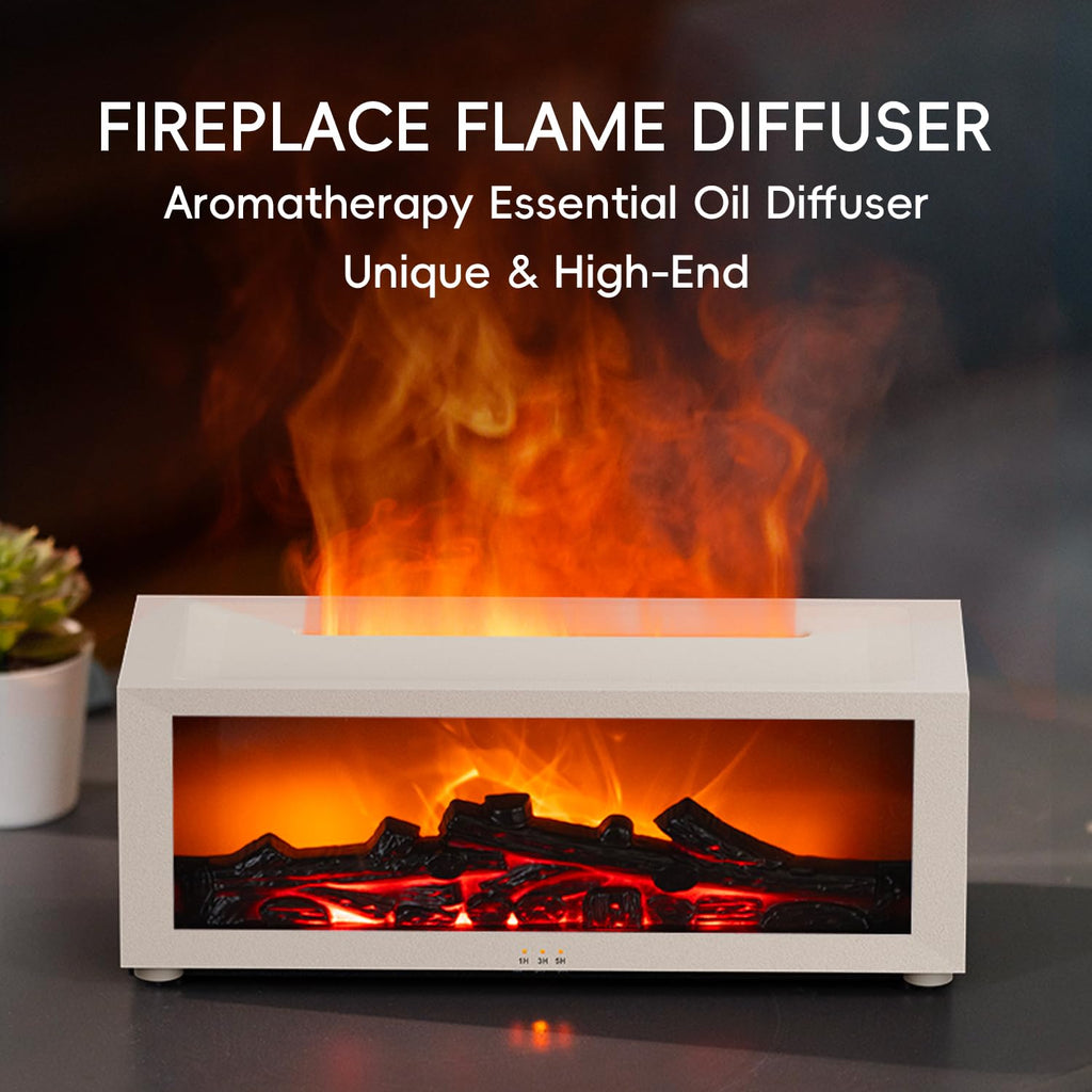 Essential Oil Diffuser, 7 Colors Fireplace Flame Fire Oil Diffuser, 150ml Ultrasonic Aromatherapy Humidifier, Scent