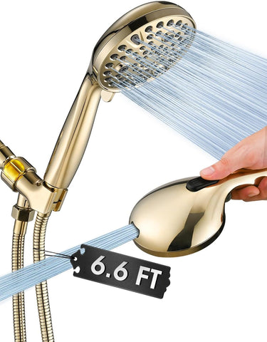 High Pressure 10 Setting Handheld Shower Head, 5" Detachable Showerhead Spray Built-in Power Wash to Clean Tub