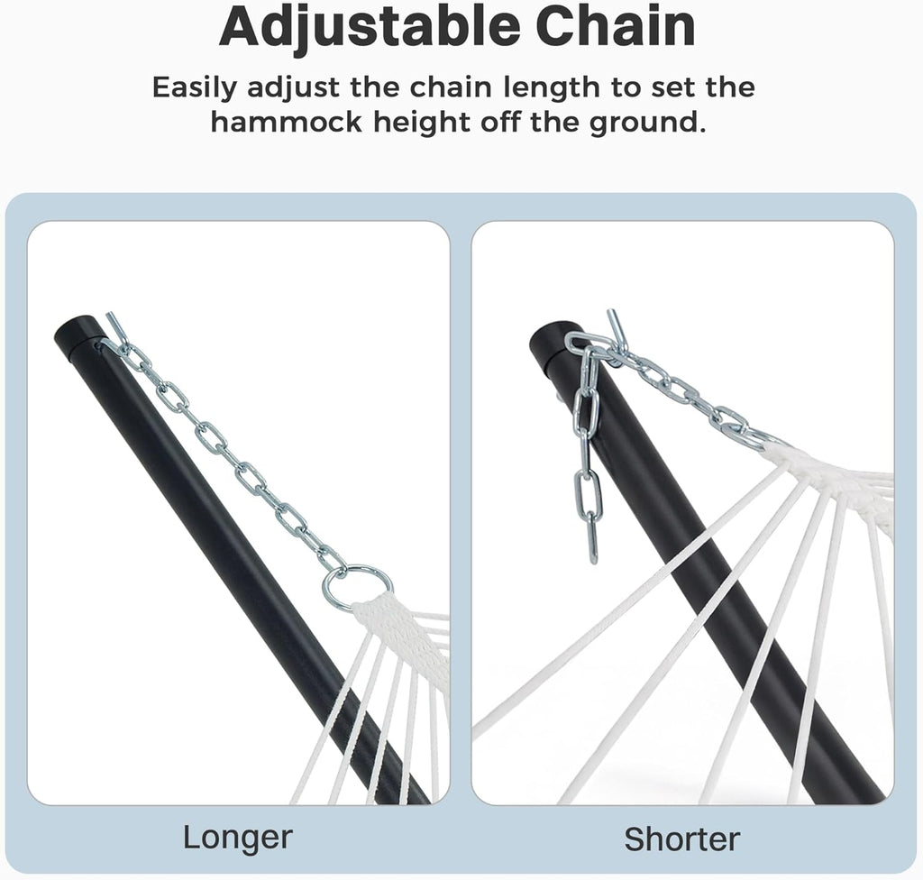 Curved-Bar Hammock with Stand, 2 Person Heavy Duty Hammock Frame, Detachable Pillow & Portable Carrying Bag, Perfect