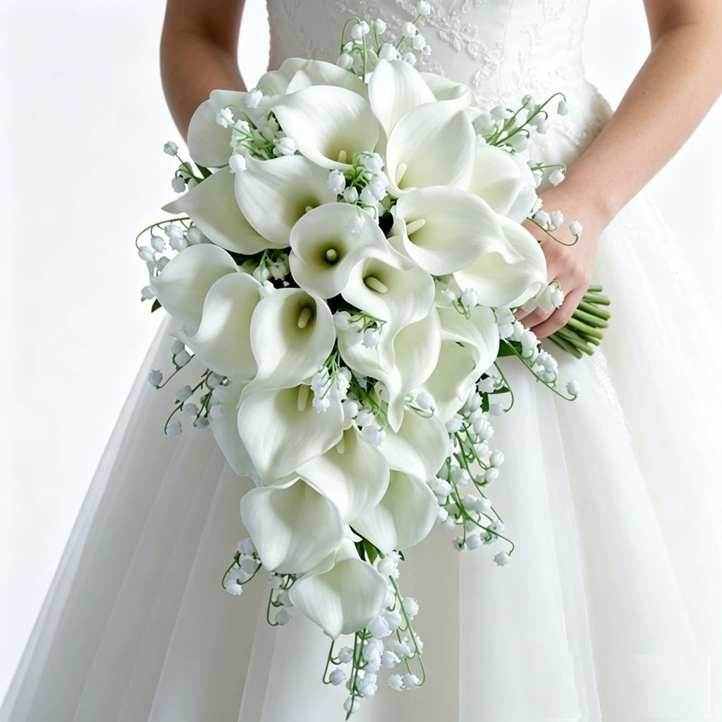 Wedding Bouquets for Bride, 10 Inch White Artificial Calla Lily
