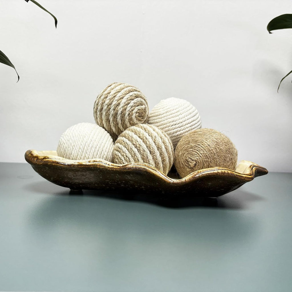 Decorative Balls for Bowls, 2.36 Inch, Vase Fillers for Centerpieces Bowl Fillers, Wicker Rattan Ball - Set of 9