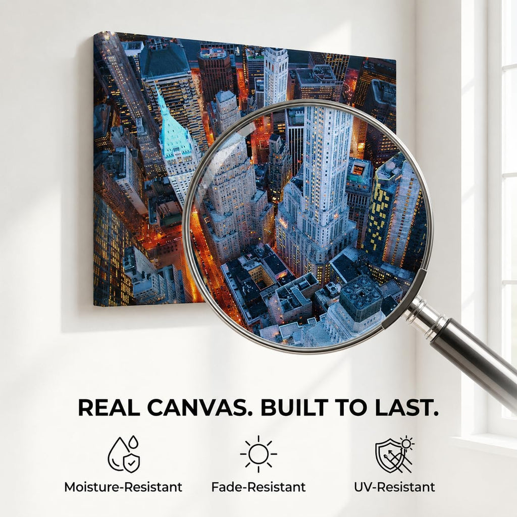 New York Skyline Canvas Wall Art, Aerial City Streets Print, Gallery Wrapped Urban Photography Wall Decor Room, Ready
