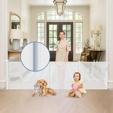 Reinforced 90 Inch Wide Retractable Baby Gates for Doorways Extra Wide Outdoor Retractable Gate for Dogs Reinforced