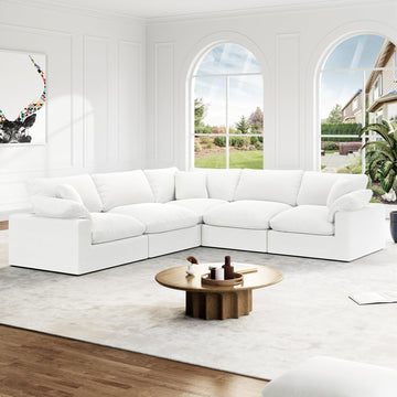 Cloud Modular Sectional Sofa, Oversized Convertible Modular Cloud Couch, Down Feather Filled Sectional Sofa Comfy Upholstered Deep Seat Couches for Living Room, Sofa Covers Washable & Replaceable