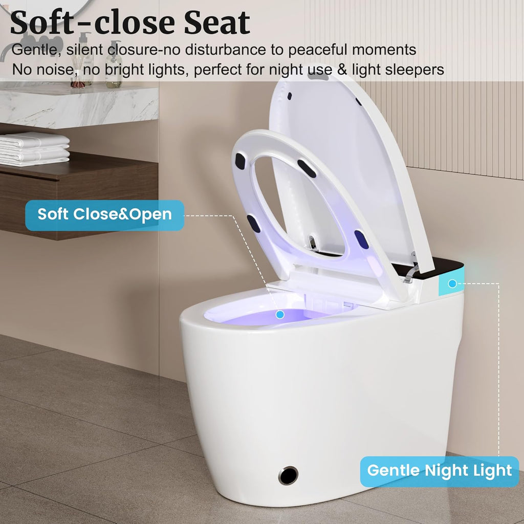 Smart Toilet with Heated Seat & Dual Auto Flush, Foot Sensor