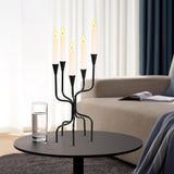 5-arm Candelabra Candlestick Holders - Vintage Black Candle Holders, Metal Taper Candleholders, 16.7" Tall Candle