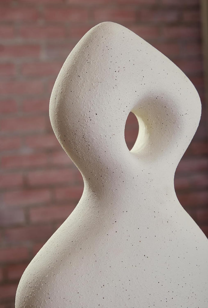 Ceramic Abstract Sculpture, Off White | Water-resistant sanded 15 in ceramic art, Organic modern style s and warm