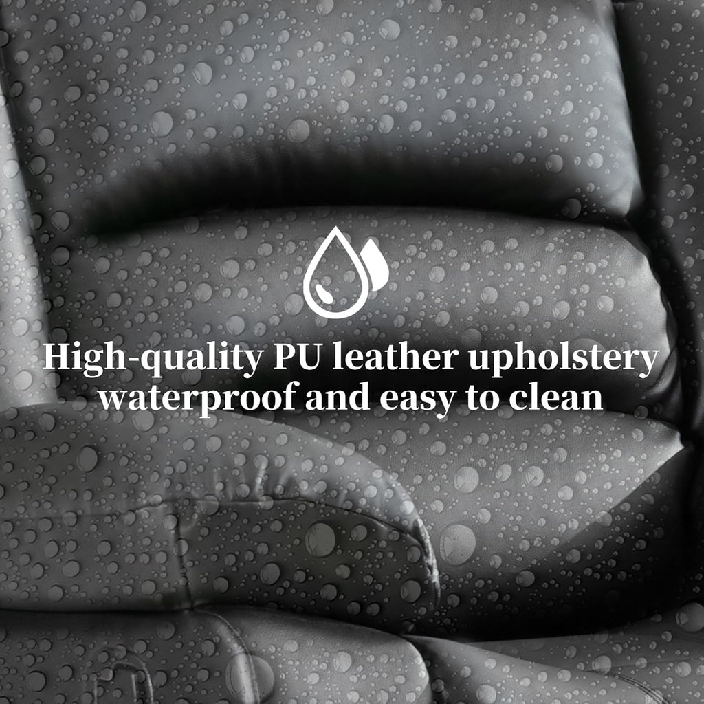 Manual Recliner Chair with Overstuffed Arm and Extra-Padded Back, Breathable PU Leather Reclining Chair for Adults