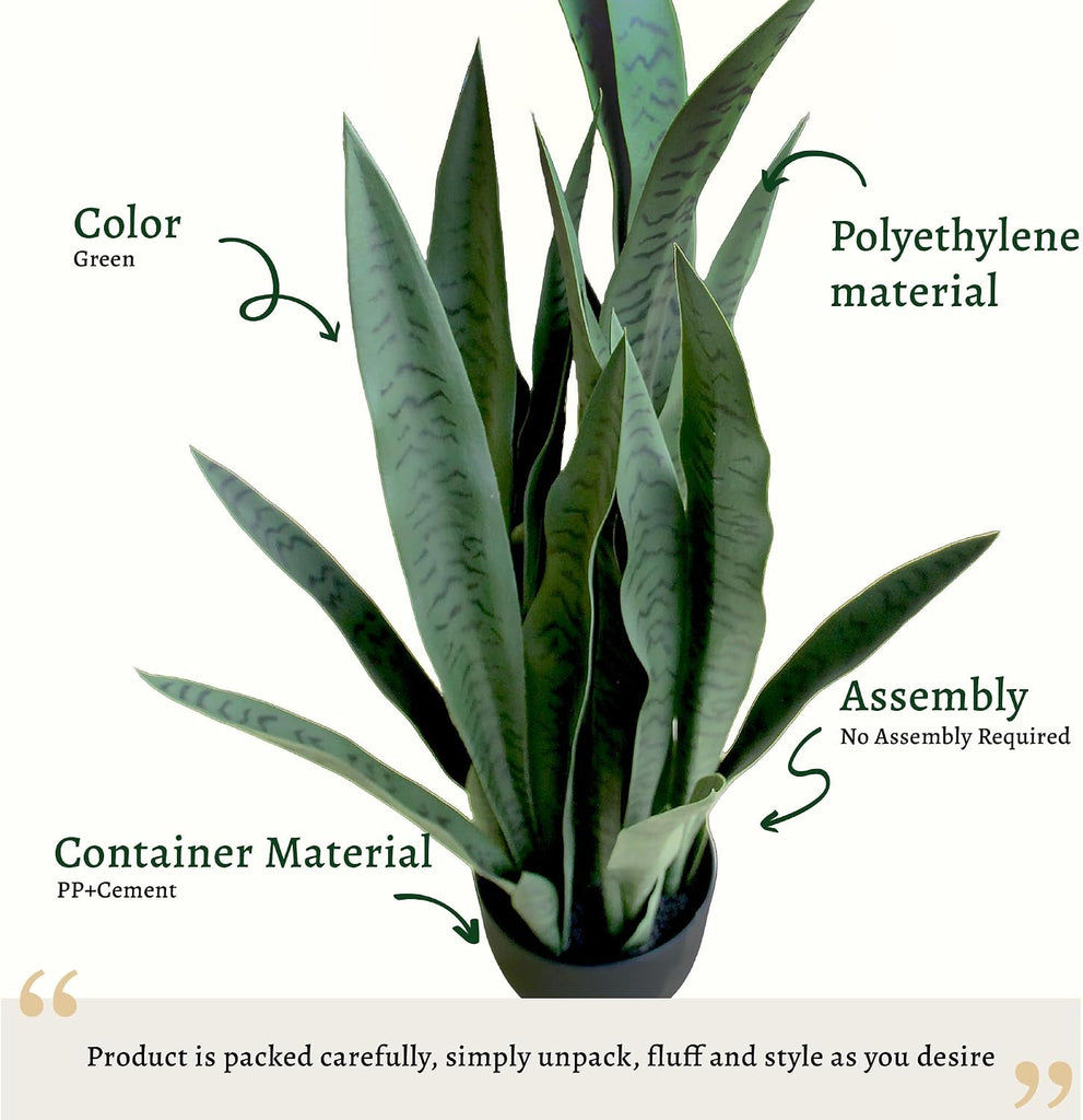 3FT Artificial Snake Plant, Fake Sansevieria Indoor Outdoor, 28 Thick PE Leaves Lifelike Faux Silk Plants, Home Decor