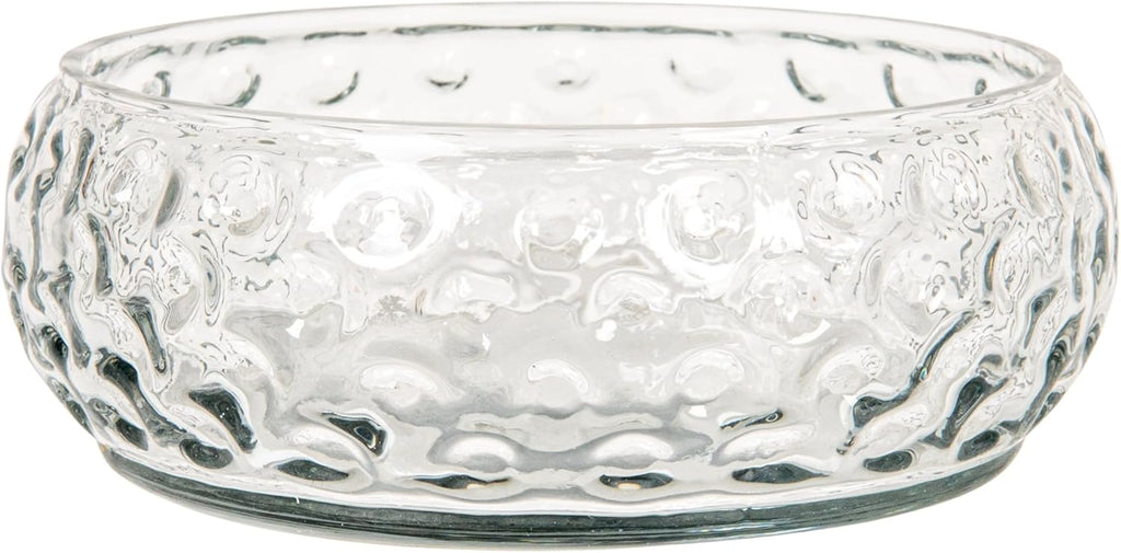 Hand-Blown Glass Inverted Hobnail Bowl, Clear