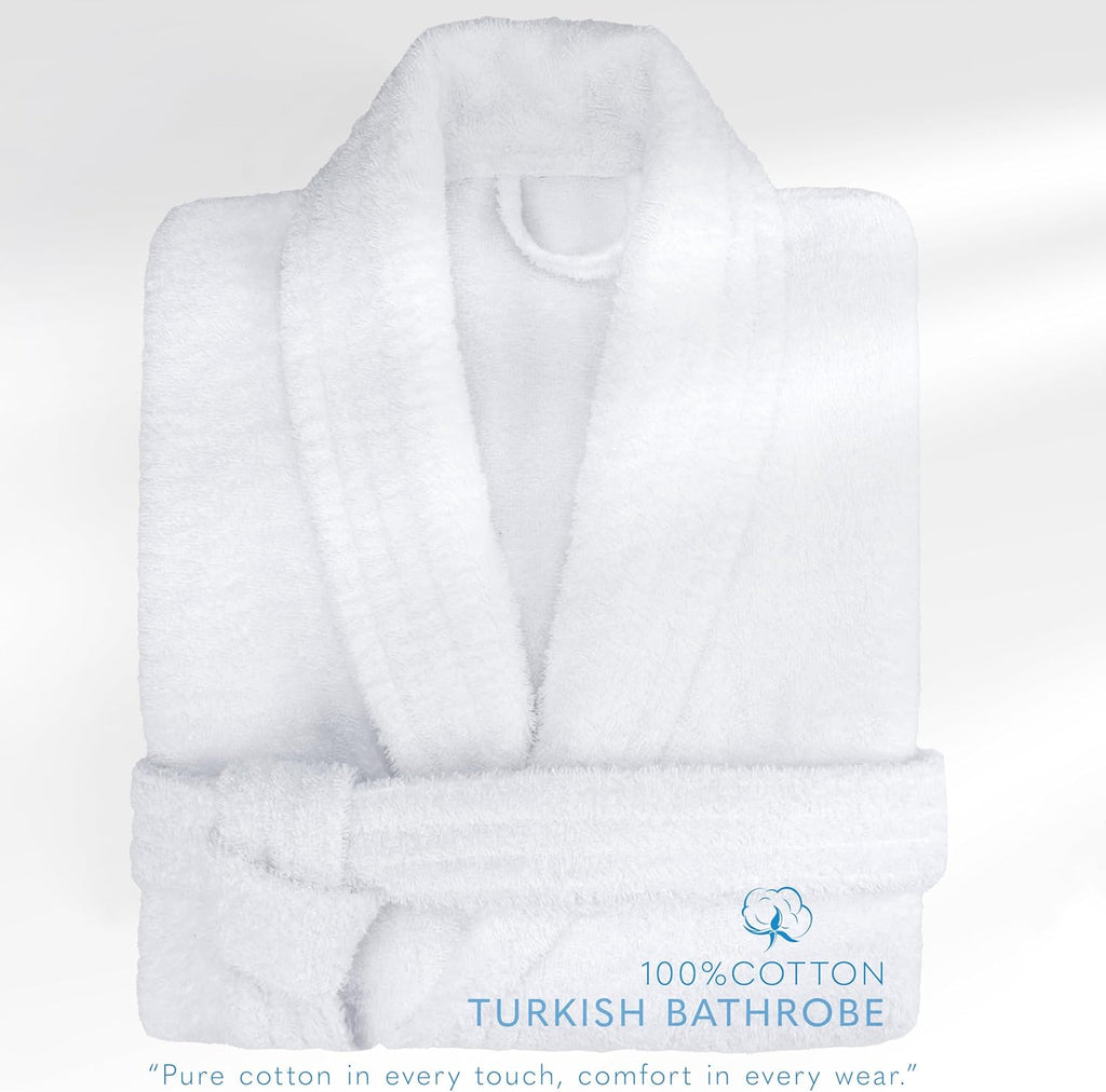 Women's 100% Cotton Terry Bathrobe - Soft, Absorbent, Quick Dry Turkish Robes for Women Quality Housecoat