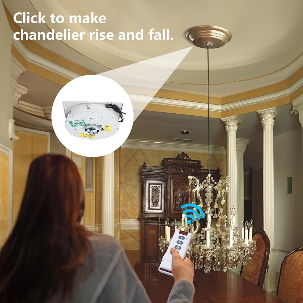 220 lb Rotating Motorized Chandelier Lift System with Remote Control – Light-Duty