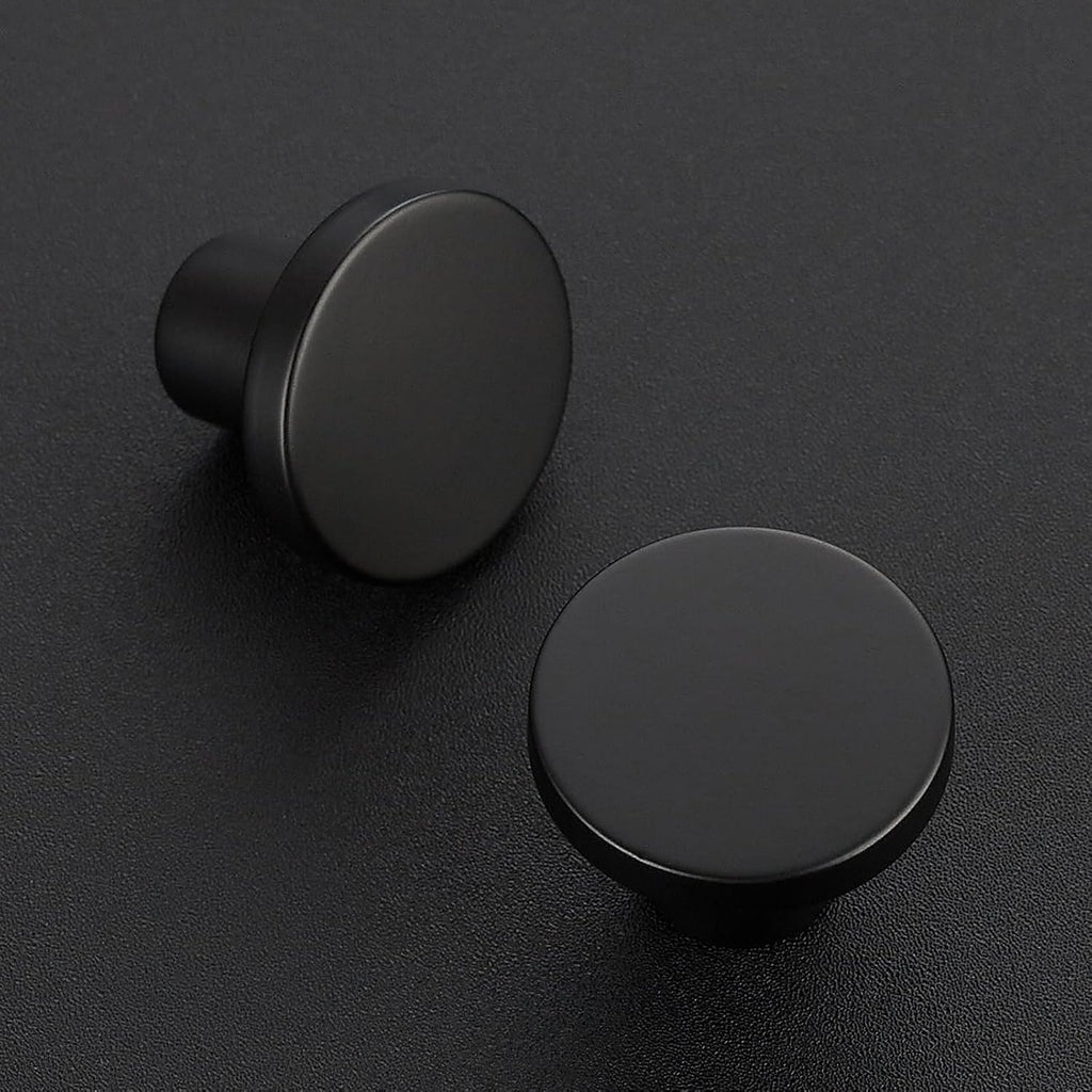10 Pack Cabinet Knobs Black Kitchen Cabinet Knobs Round Dresser Drawer Pulls Closet Door Pulls 1-1/5 Inch