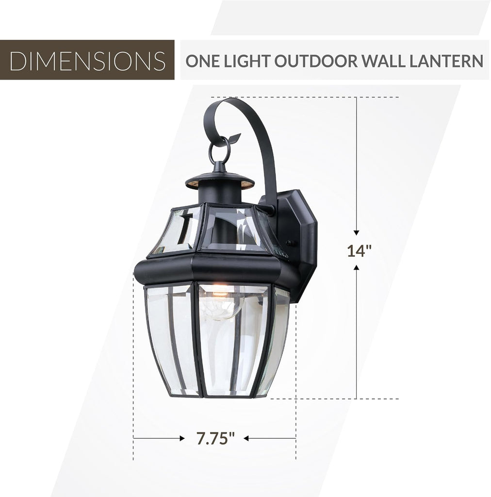 Lancaster Outdoor Wall Lantern with Clear Beveled Glass - Black