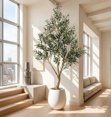 8FT Artificial Olive Tree with Thick Trunk & Realistic Leaves