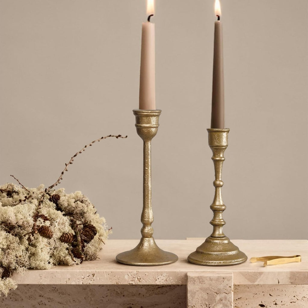 Iron Taper Candle Holder - Set of 2 Decorative Candle Stand - Candlestick Holder for Wedding, Dinning, Party