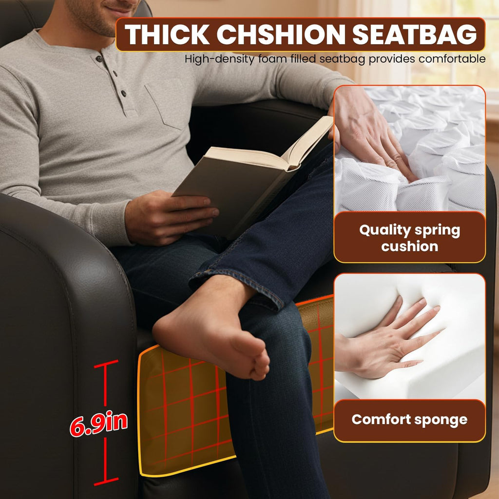 Recliner Chair for Living Room Home Theater Seating Single Reclining Sofa Lounge with Padded Seat Backrest (Black)