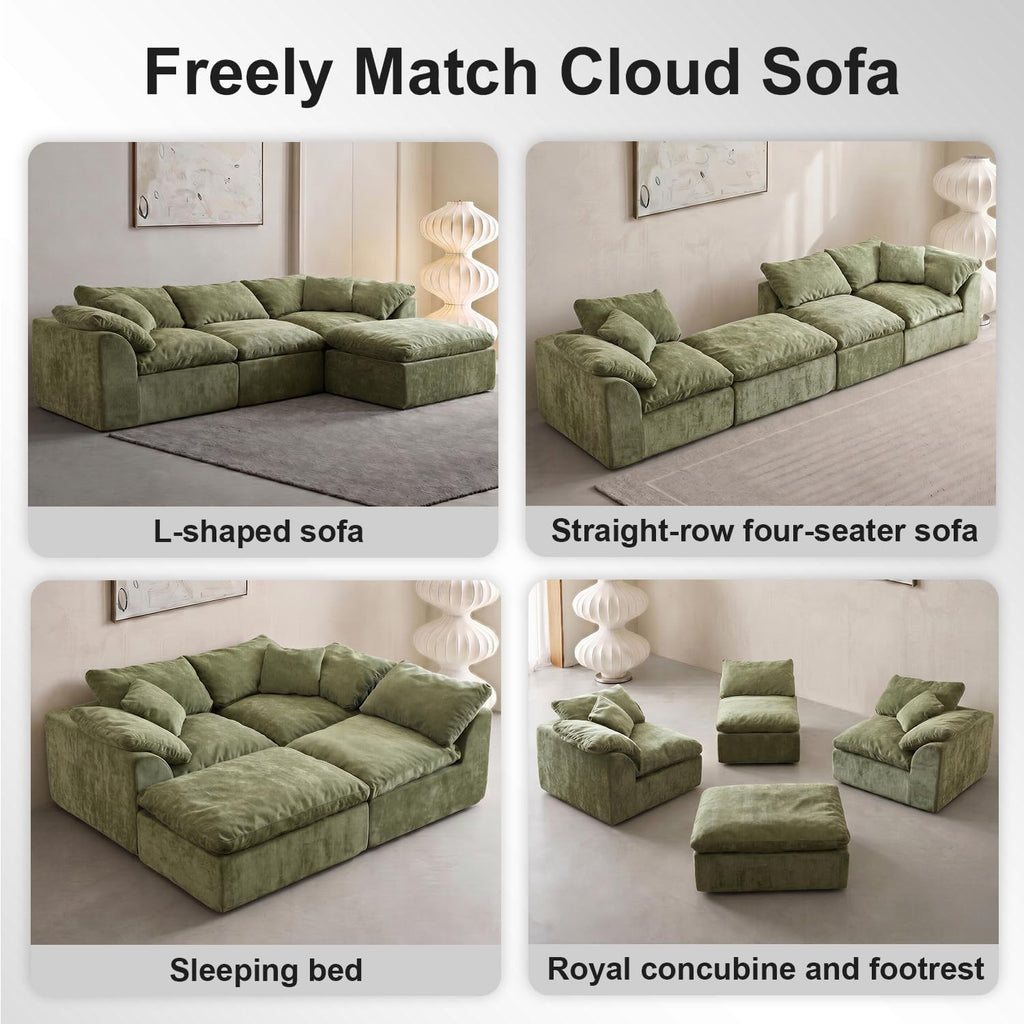 Oversized Cloud Couch Sectional Sofa , Modular L Shaped Boneless Chenille Sofa with Chaise Lounge, Deep Seat