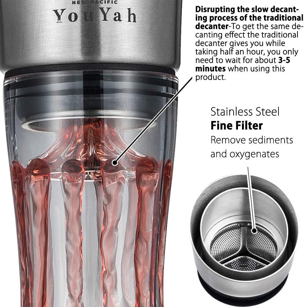 YouYah Iceberg Wine Decanter Set with Aerator Filter,Drying Stand and Cleaning Beads,Red Wine Carafe,Wine