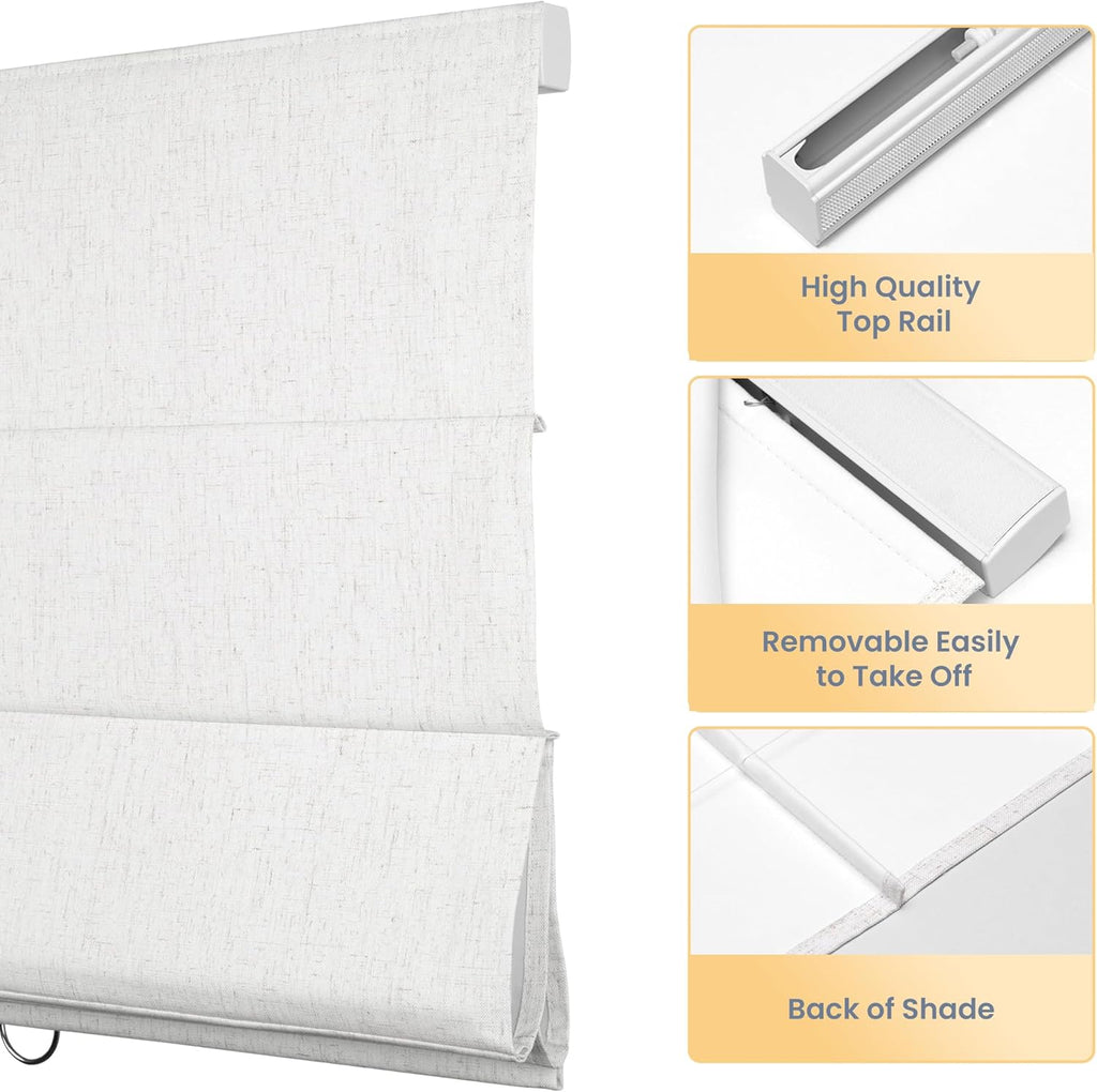 Blackout Roman Shades for Indoor Windows, Cordless Roman Blinds for Windows, Thermal Insulated Window Shades for Door