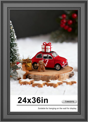 24x36 Poster Frame - 2-Inch Black Wide Border for Wall Hanging | Engineered Wood Frame with Plexiglass. For Posters