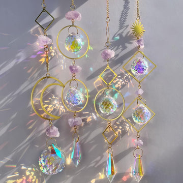 Crystal Suncatcher Rainbow Maker Hanging Prism Ornament Pendant Home Garden Car Decoration 4 Pack Gift Kit Sun