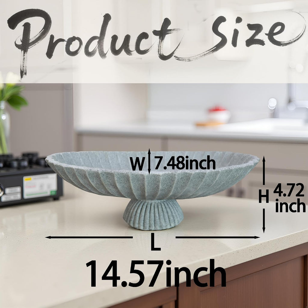 14.5" Large Decorative Long Bowl decor - Fluted Scalloped Decorative Bowls Decor,Ruffle Decor,Stylish Key Bowl for