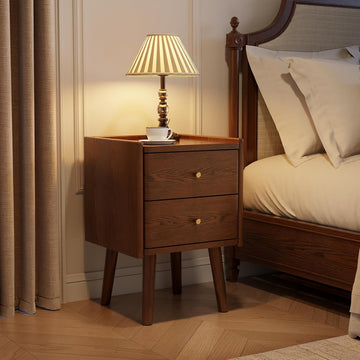 Walnut Nightstand, Solid Wood Nightstand, Modern Night Stand with Drawers, Wood Night Stand, End Table with Storage