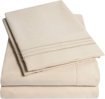 1500 Supreme Collection Sheet Sets Beige Cream - Luxury Hotel Bed Sheets and Pillowcase Set for Mattress