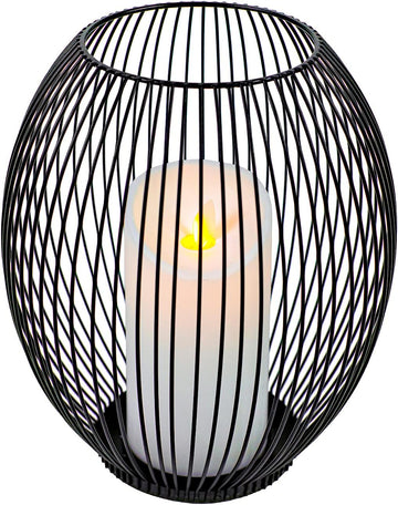 Small Outdoor Candle Holders for Patio - Pillar Candle Holder - Black Wire Candle Holder for Table Centerpiece - Iron
