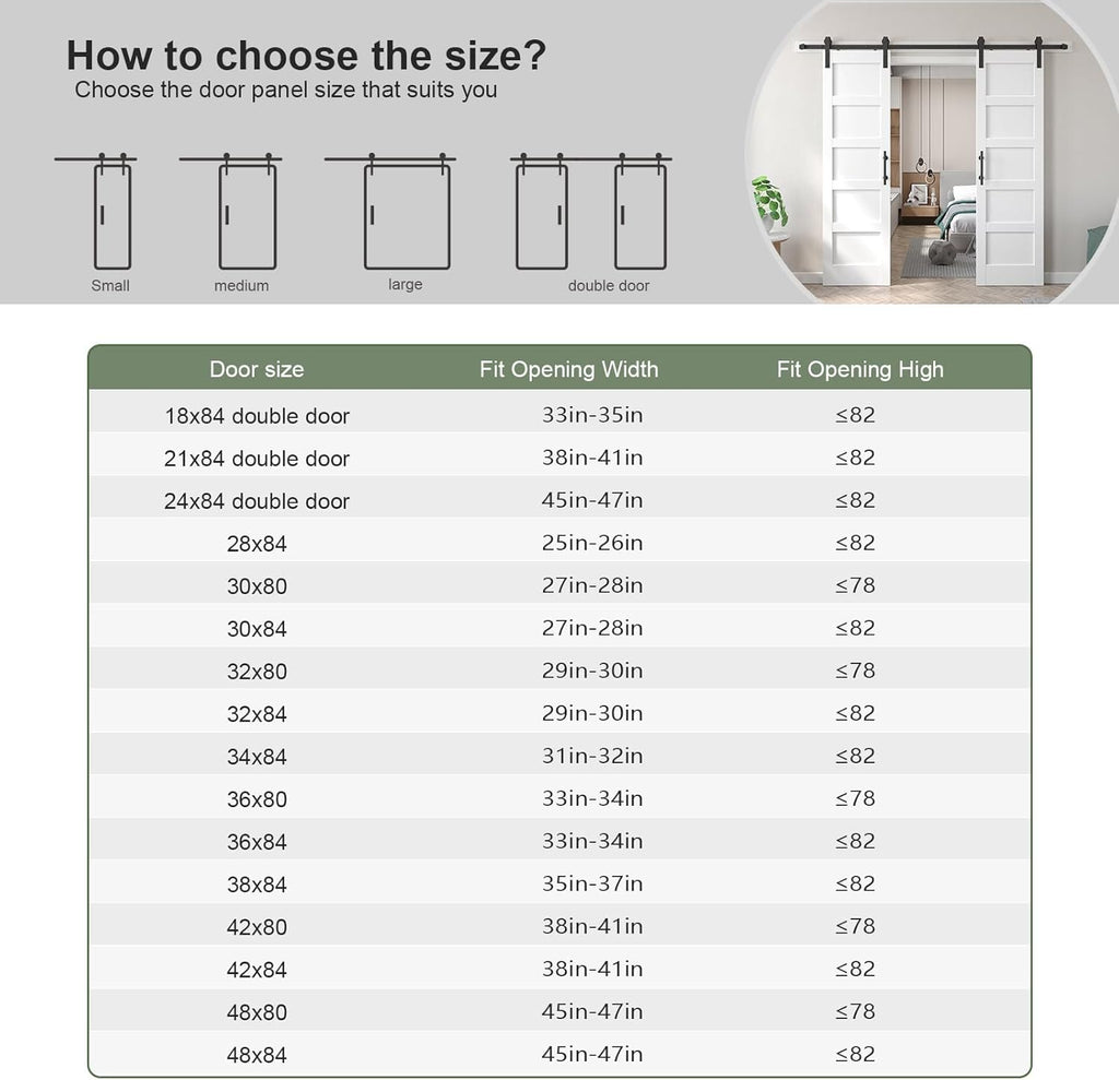 Double 24x84 inch White Barn Door with 8FT Barn Door Hardware Kit Included,with MDF and Wood,DIY Ass
