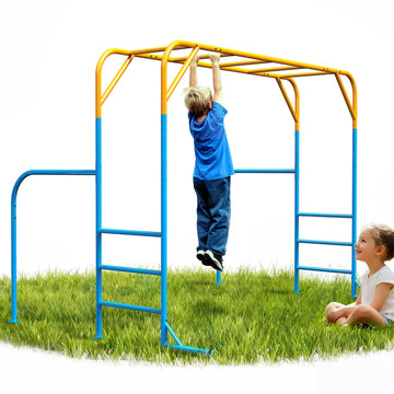 Large Monkey Bars for Kids, Outdoor Monkey Bar Set with Climbing Frame, Heavy-Duty Metal Playground Climbing Playset
