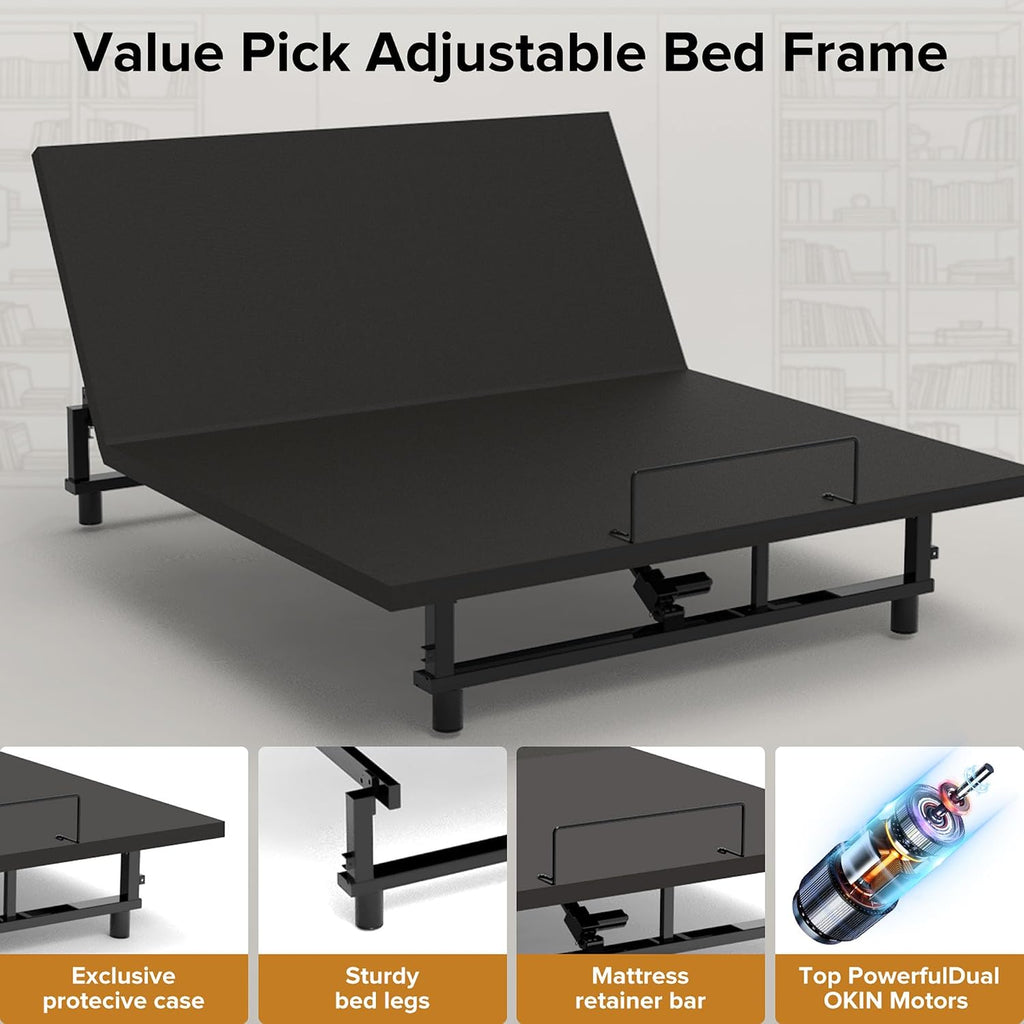 Adjustable Bed Frame King, King Size Adjustable Bed Frame with Remote