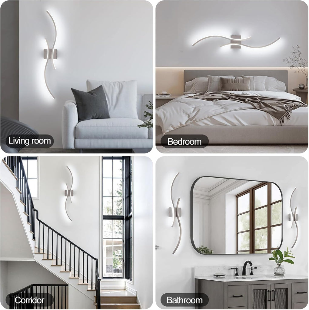 Modern Led Wall Light, 39inch Brushed Nickel Indoor Led Wall Sconce Lighting Hallway Bedroom Bedside Wall Lamp