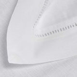 Premium 100% Linen Hemstitch Tablecloth-60 x 84 Inch White, Natural Fabric, Rectangular Tablecloth a