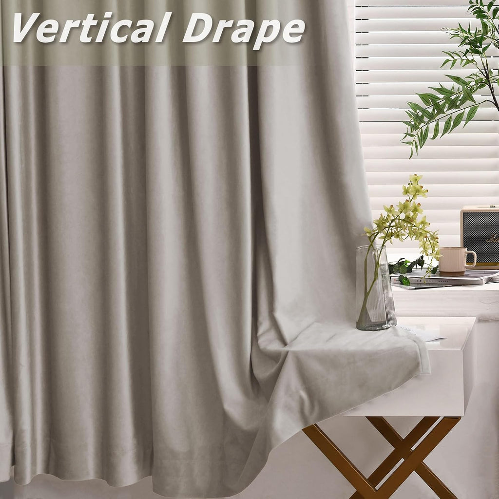 Blackout Curtains (Set of 2 Panels) Pinch Pleated Drapes Velvet Drapes for French Door Thermal Insulated Curtain for Living Room