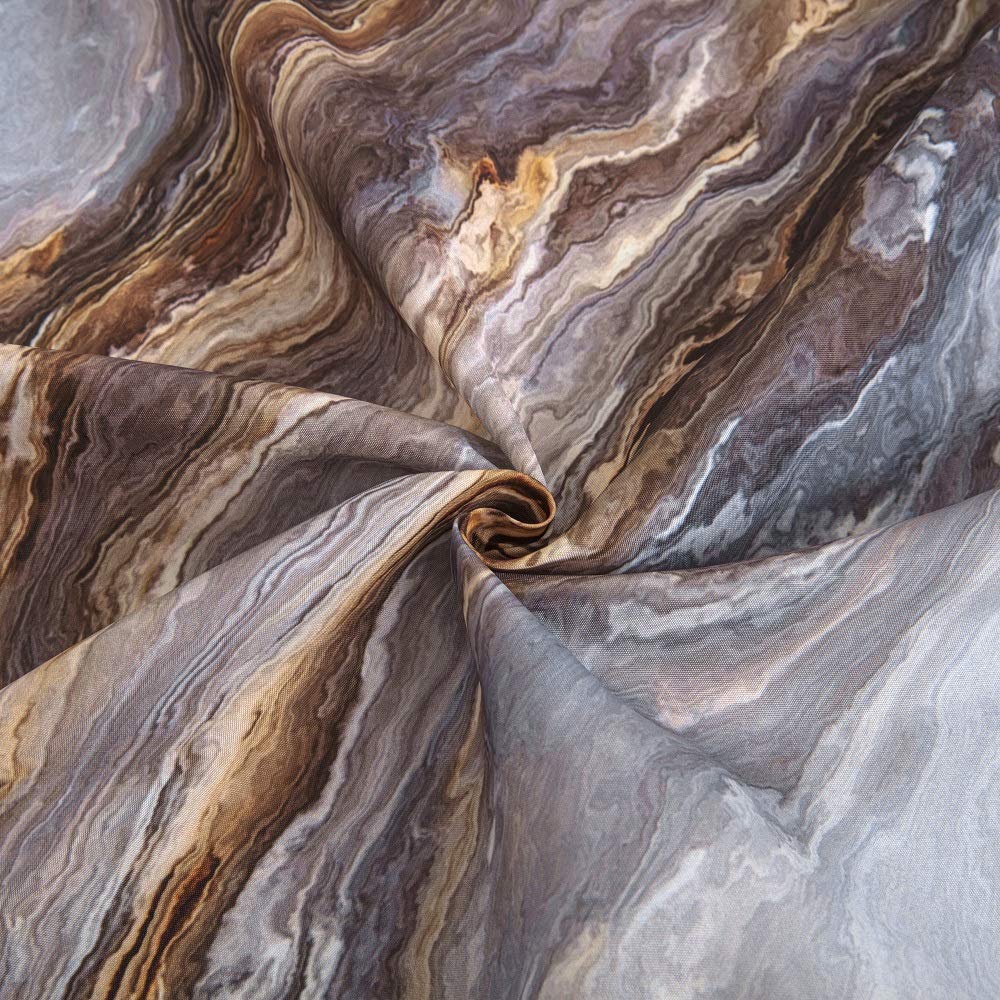 Shower Curtain Marble Texture, Brown Polyester Fabric Waterproof Bathroom Decor, 72 x 96 Inch, Extra Long Size