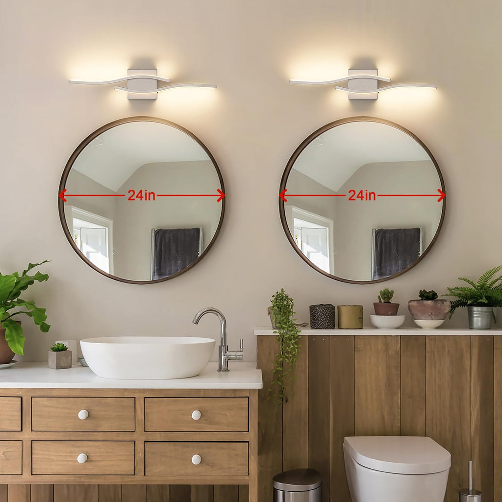 Brushed Nickel Bathroom Vanity Lights Fixtures Over Mirror 5CCT Dimmable Bathroom Light Fixture Modern Vanity