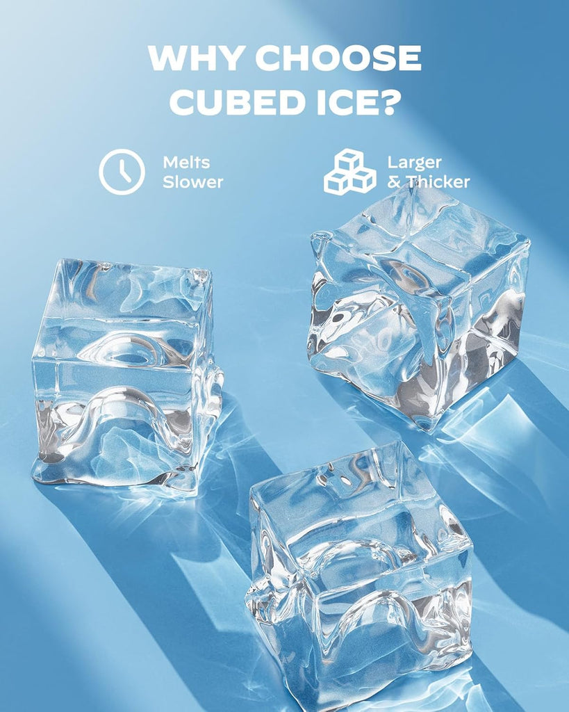 Ice Makers Countertop, 44lbs Per Day, 2 Ways to Add Water, Auto Self-Cleaning, Stainless Steel Ice Machine Bar Party