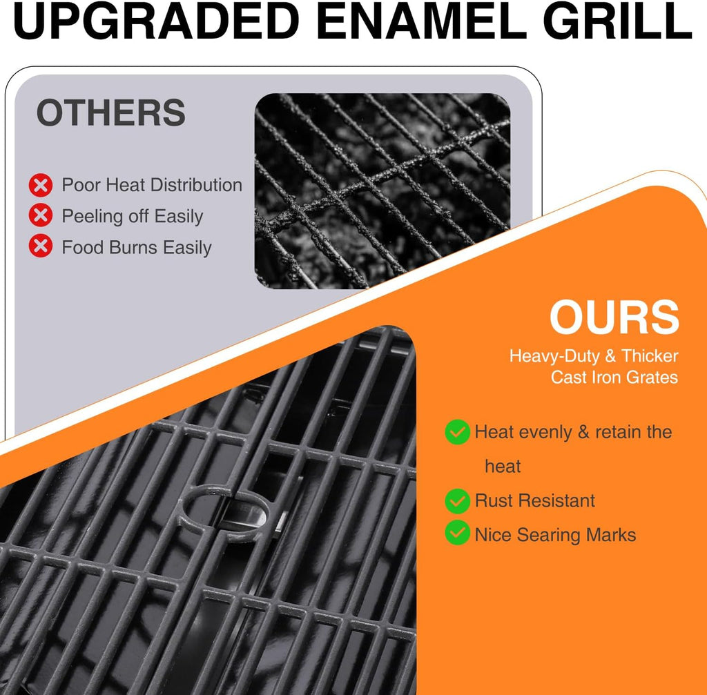 3-Burner Propane Gas Grill, 30,000 BTU BBQ Grill with Folding Side Tables, Cast Iron Grates and Double-Layer Stainless Steel Lid