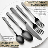 Matte Black Silverware Set, 40-Piece Premium Stainless Steel Black Cutlery Set for 8, Matte Flatware Sets