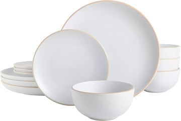 Rockaway 12-Piece Round Stoneware Dinnerware Set, Service for 4