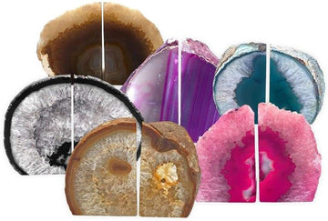 Large Geode Bookend. Natural Agate Bookend Pair. (2-4lbs, 4-6inch). Mineral Rock Formation, Healing Energy Crystal