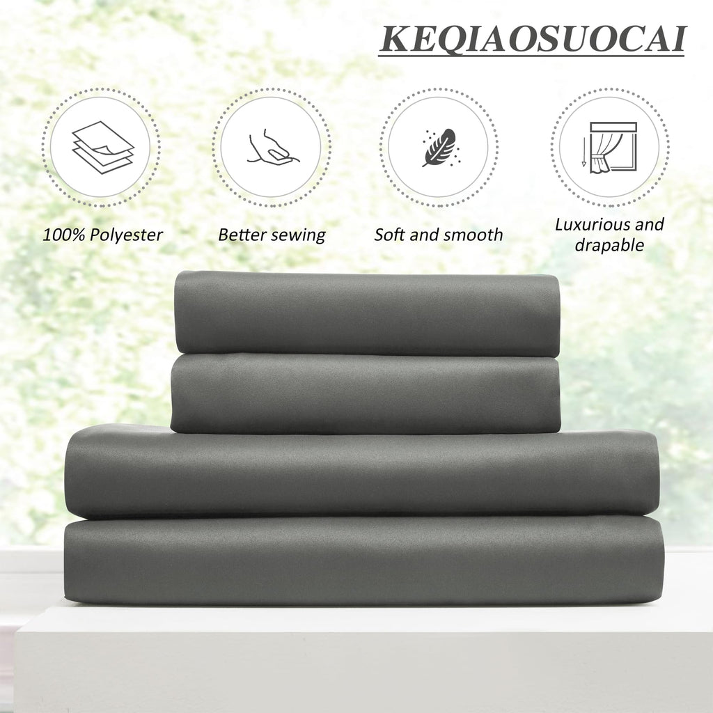 Grey Block Out Curtains, Sound Reducing Solid Window Treatment for Cafe/Kitchen/Night Shift, Blackout Curtain Panels