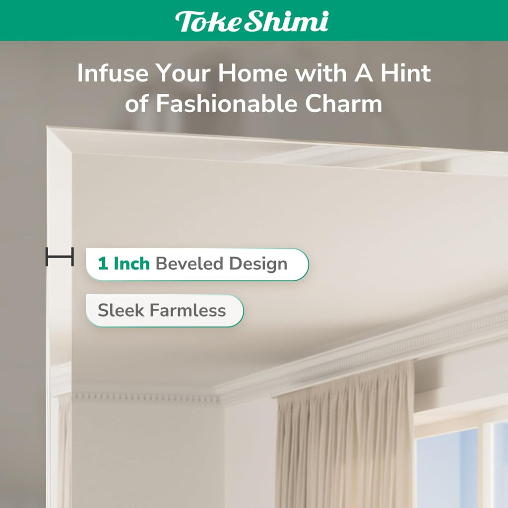24x36 Beveled Wall Mirror Decorative, Bathroom Vanity Mirrored with 1" Beveled Edge, Shatterproof Modern Frameless