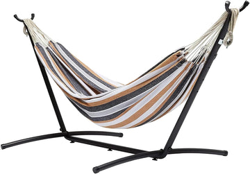 Double Portable Hammock with Space Saving Steel Stand and Carrying Case, 2 Person, 470lb Capacity, Multi Color, 118"