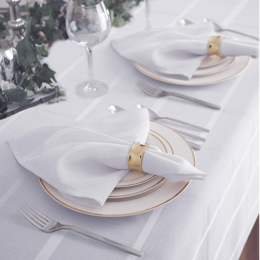 60 x 84 Inch Rectangle Fabric Tablecloth, Elegance Plaid, 100% Polyester, No Iron Soil Resistant Din