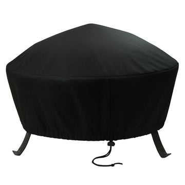 Heavy Duty Outdoor Fire Pit Cover, Round, Durable PVC, Black, 48"